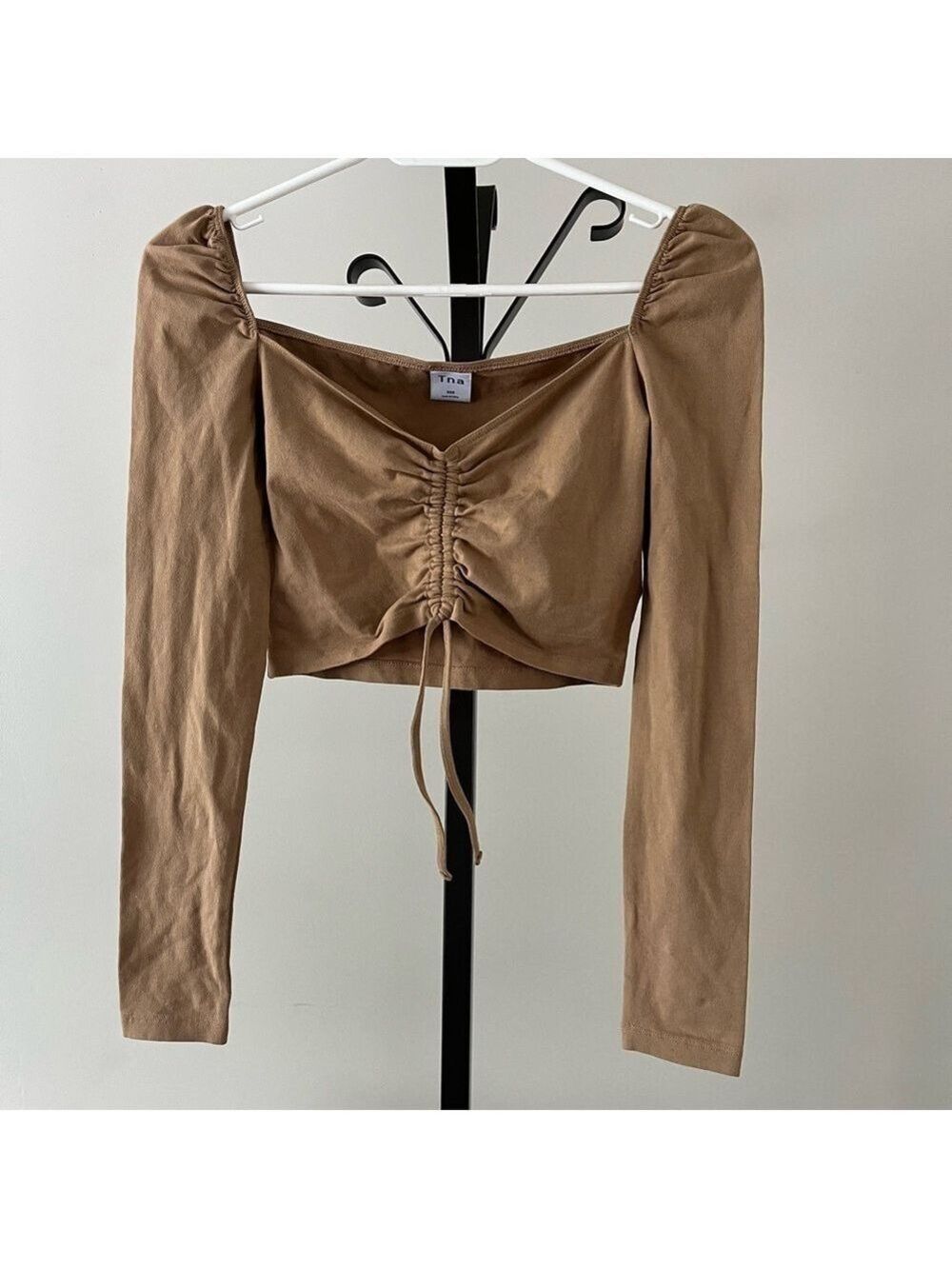 TNA Long Sleeve Crop Top, Size XXSMALL, Colour Camel Brown. - Picture 1 of 4